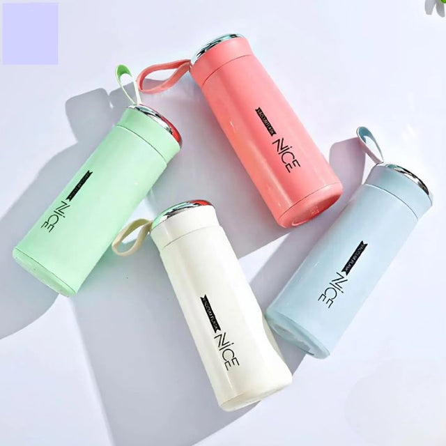 Insulated Glass Water Flask – Double-Wall Thermal Water Bottle with Leak-Resistant Lid (Random Color)