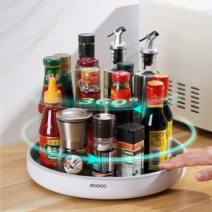 ECOCO 360° Rotating Spice Tray – Rotating Kitchen Storage Organizer for Spices, Seasonings & Condiments