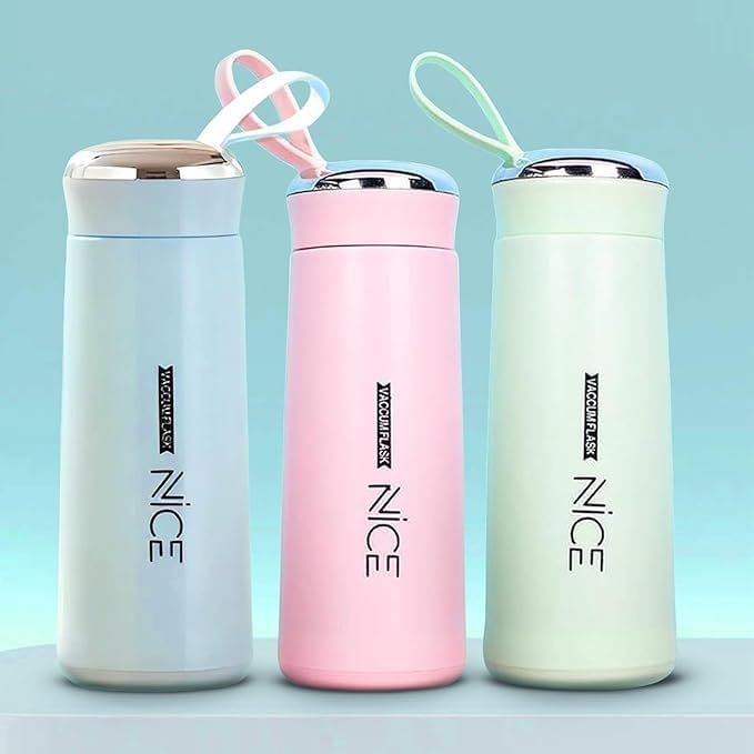 Insulated Glass Water Flask – Double-Wall Thermal Water Bottle with Leak-Resistant Lid (Random Color)