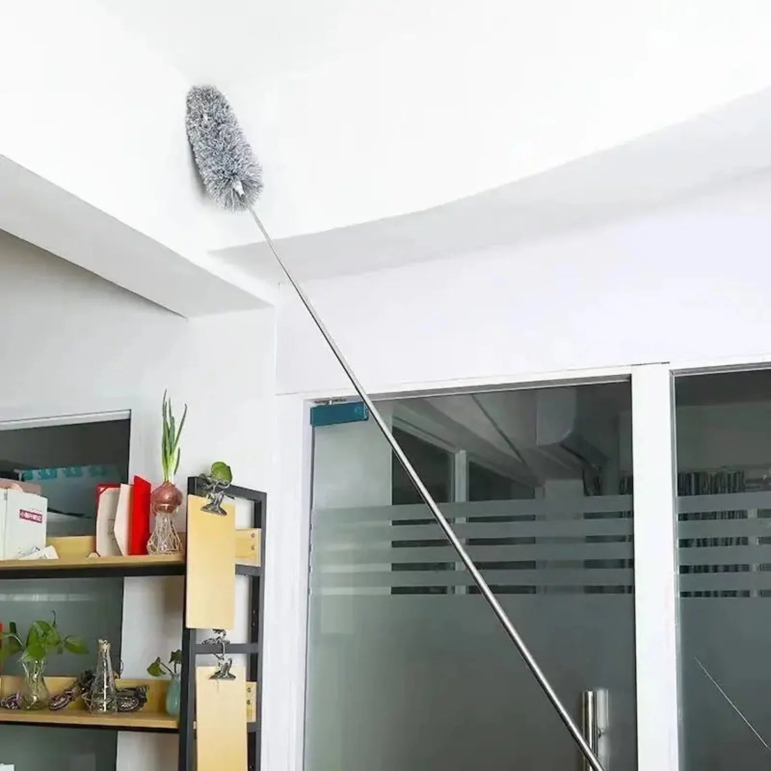 2.8m Microfiber Duster with Telescopic Stainless Steel Pipe –  Perfect for Ceiling, Fans, and Furniture Cleaning