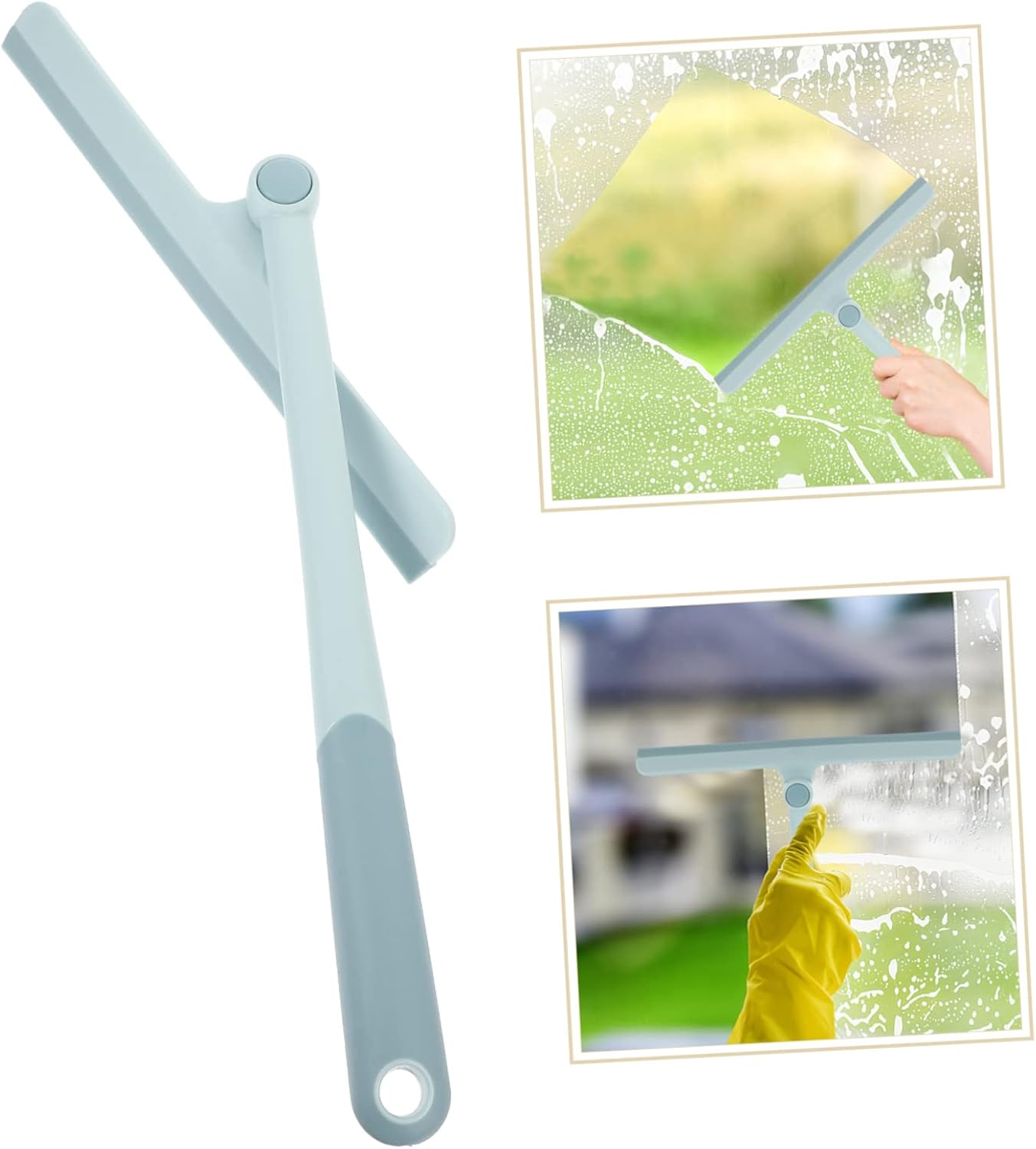 Zidello Rotating Glass Cleaning Tool – Silicone Blade Window and Mirror Squeegee for Streak-Free Cleaning