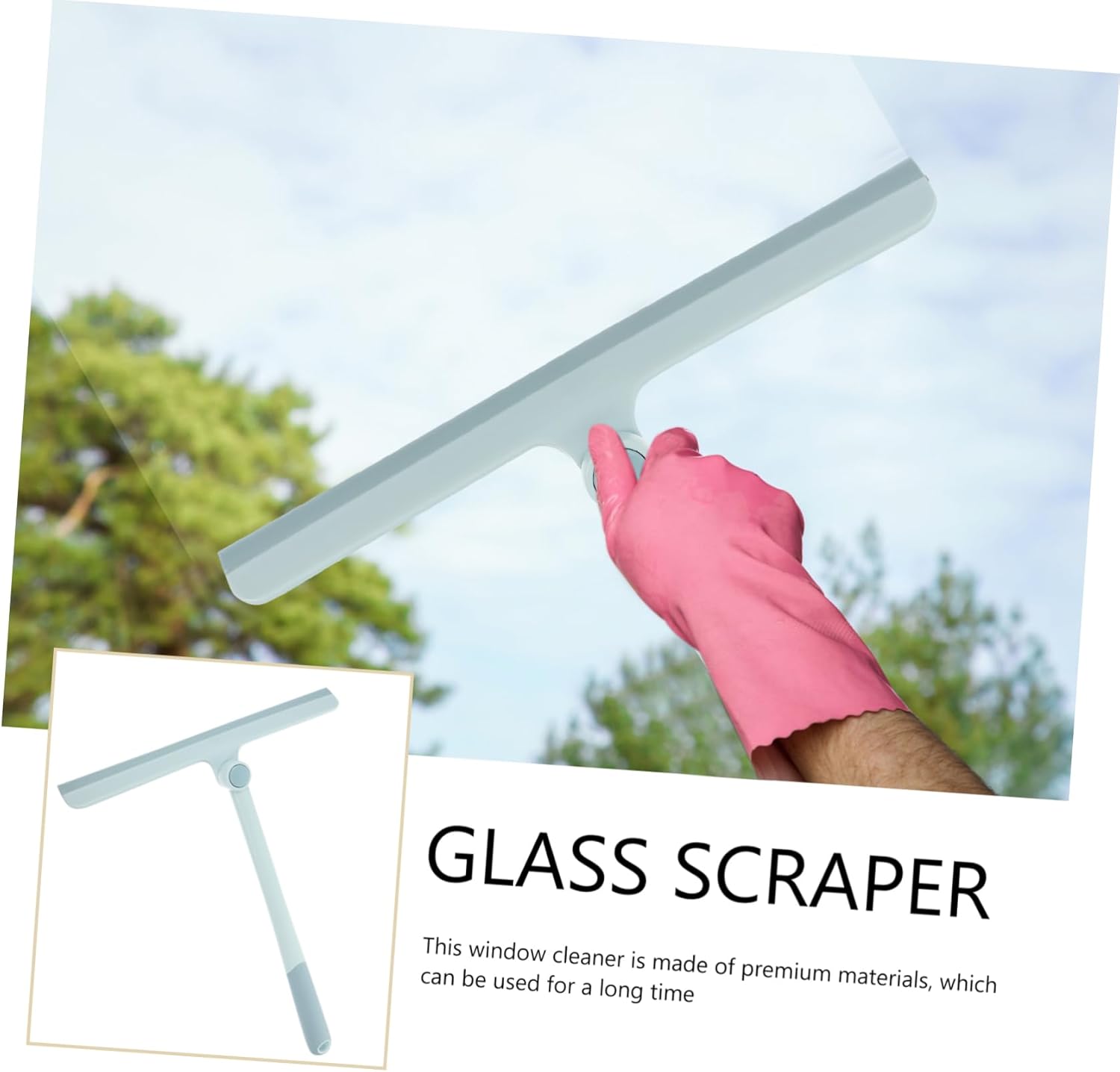 Zidello Rotating Glass Cleaning Tool – Silicone Blade Window and Mirror Squeegee for Streak-Free Cleaning
