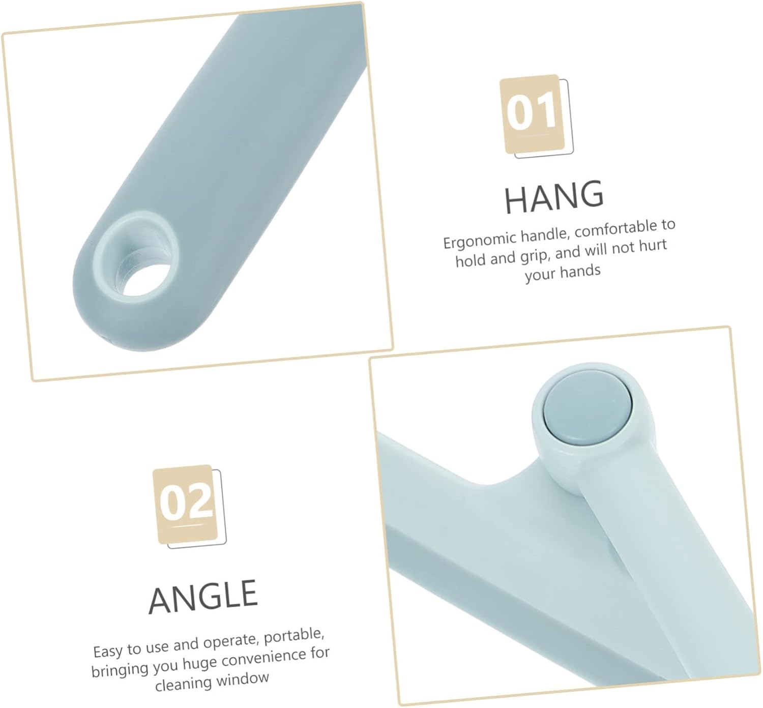 Zidello Rotating Glass Cleaning Tool – Silicone Blade Window and Mirror Squeegee for Streak-Free Cleaning