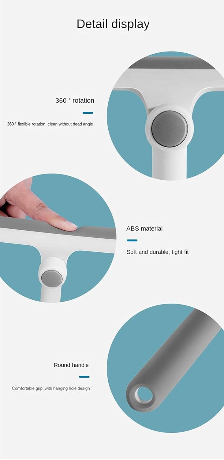 Zidello Rotating Glass Cleaning Tool – Silicone Blade Window and Mirror Squeegee for Streak-Free Cleaning