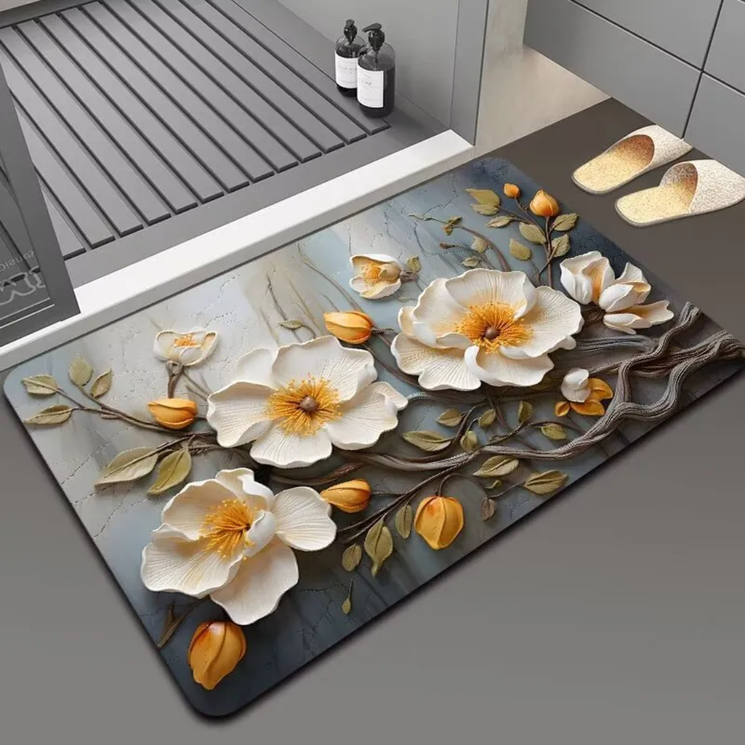 Zidello large non-slip  door mat with vibrant design, ideal for bathroom, kitchen, and indoor entryway use, featuring durable material and anti-skid backing for safety and style.