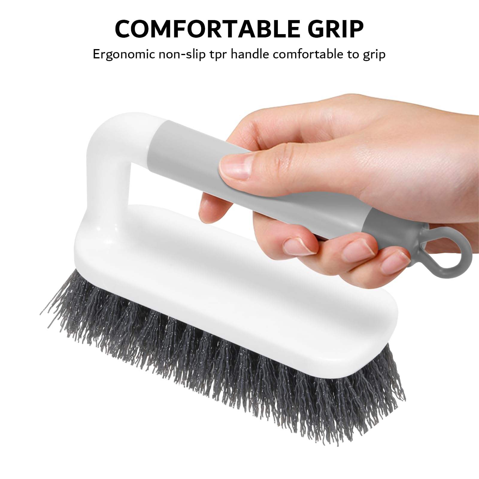Zidello Loop Hole Brush with Ergonomic Handle | Hard Bristle Cleaning Brush for Tiles, Bathroom & Kitchen