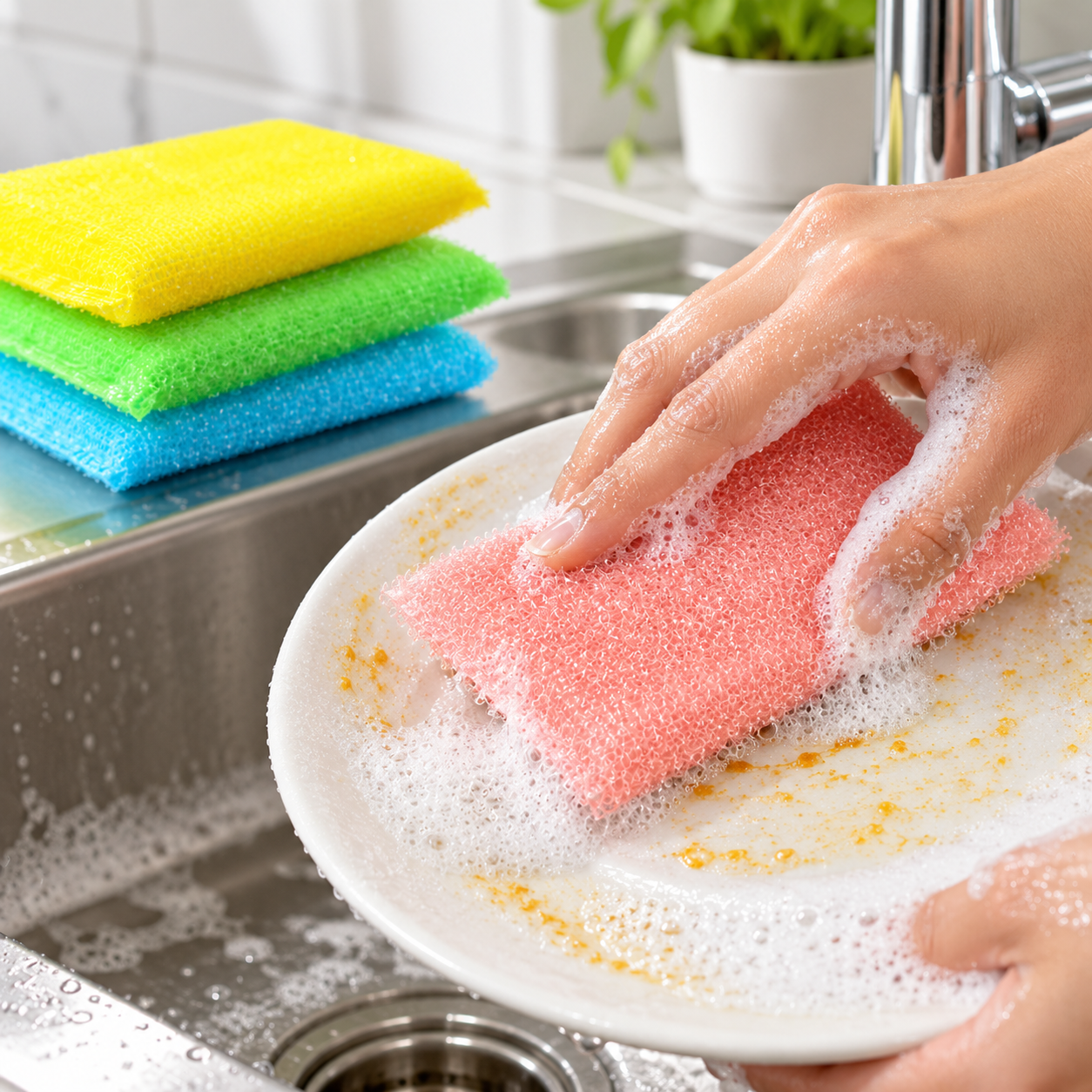 Zidello Scratch Conscious Cleaning Sponge – Multi-Purpose Kitchen Scrubbing Sponge for Dishes, Pots and Pans