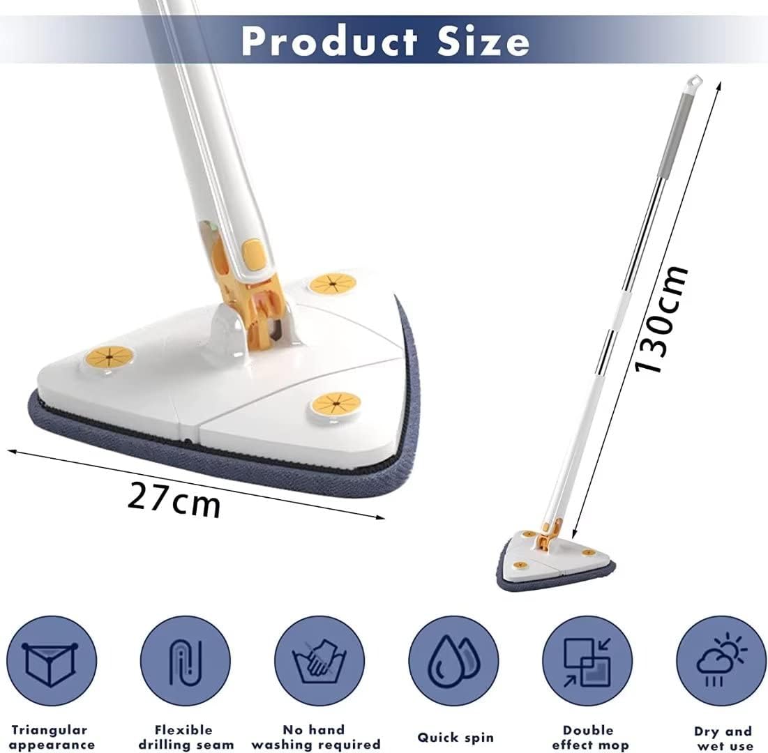 Zidello Triangle Microfiber Mop – Self-Wringing Floor Dust Mop for Home Cleaning