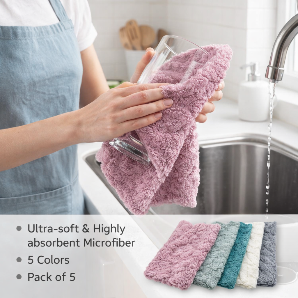 Zidello Microfiber Kitchen Towels: Super Absorbent, Fast-Drying Anti-grease Dish cloths