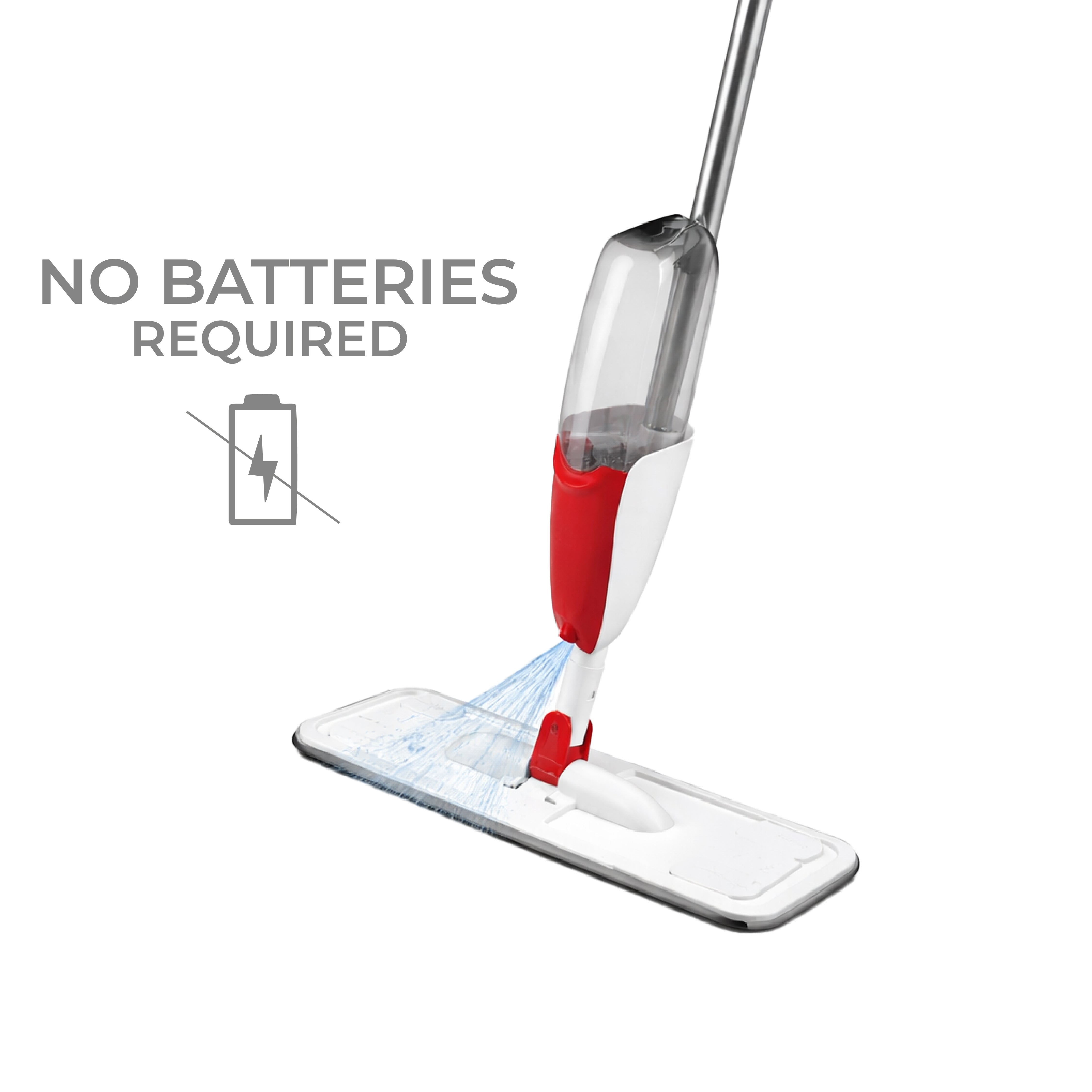 Zidello heavy-duty spray mop with refillable water bottle and flat microfiber mop head spraying cleaning solution on a wooden floor for easy home floor cleaning.