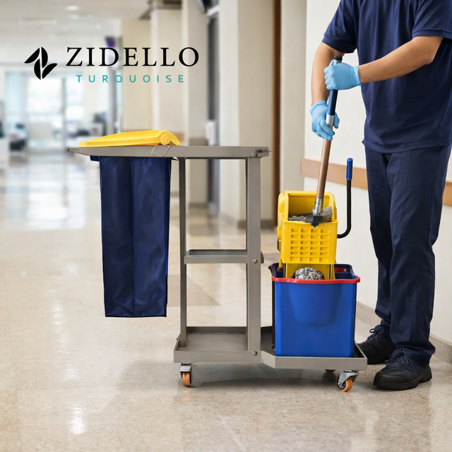 Zidello Cleaning Trolley With Mop Wringer-Commercial Cleaning Trolley