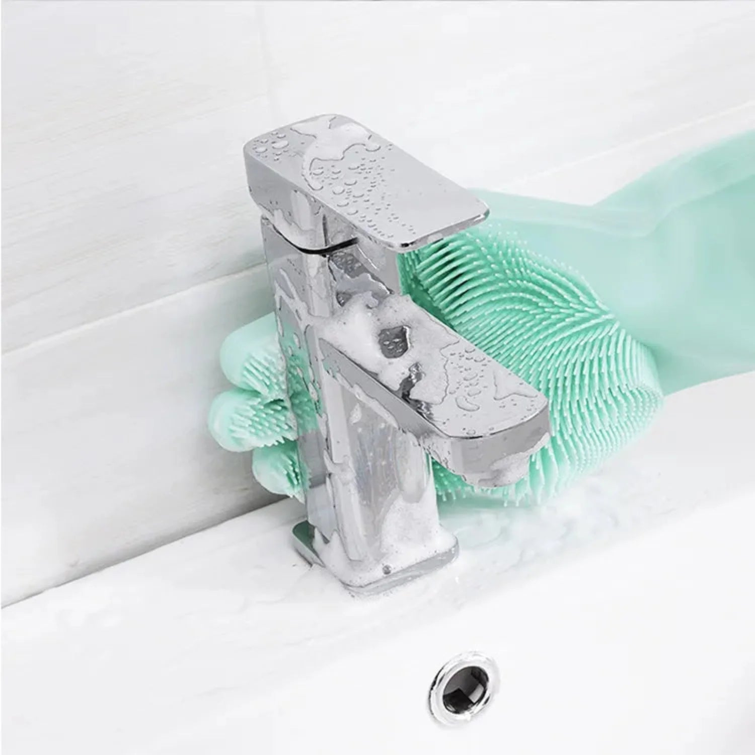 Zidello Silicone Dish Washing Gloves – Non-Slip Waterproof Scrubber Gloves for Kitchen Cleaning