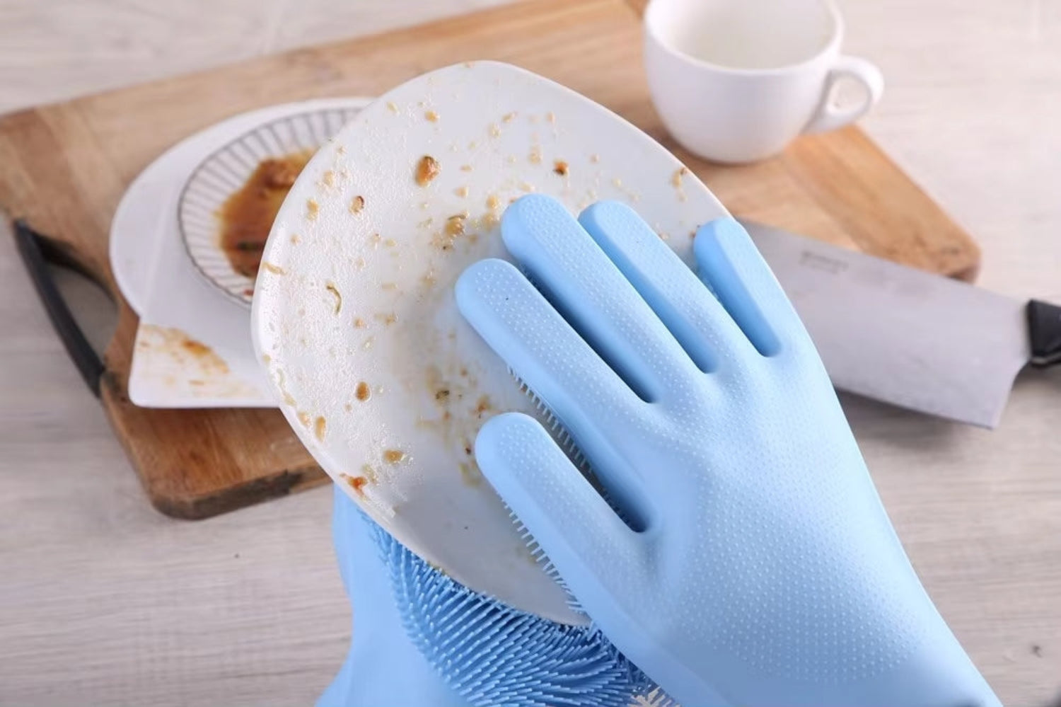 Zidello Silicone Dish Washing Gloves – Non-Slip Waterproof Scrubber Gloves for Kitchen Cleaning